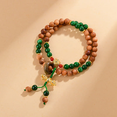 6mm Sandalwood Protection Healing Bracelet with Dorje Vajra