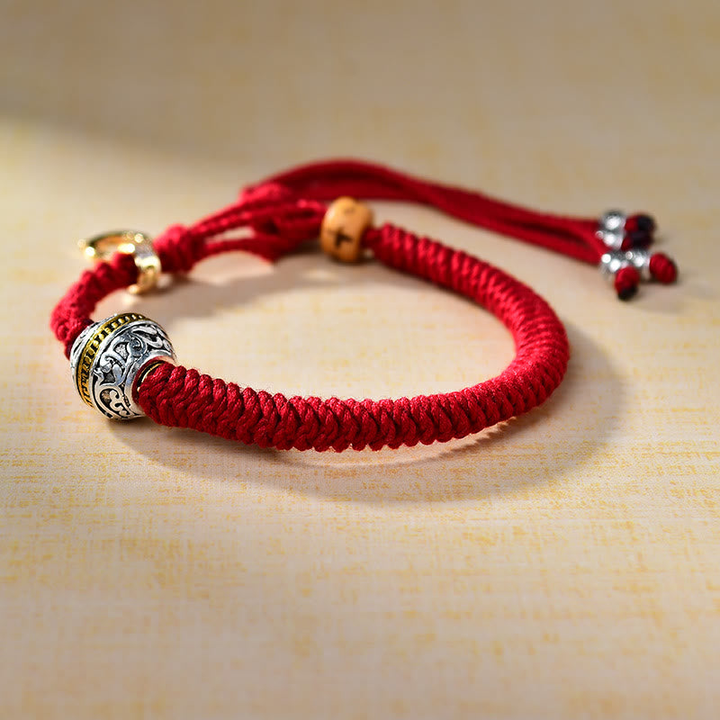 Red String Bracelet with Green Tara Silver Charm | Luck & Protection