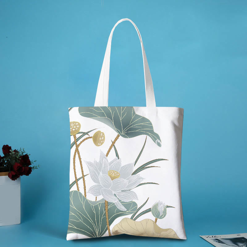 Canvas Metal Lotus Shoulder Bag for Yoga | Durable & Stylish
