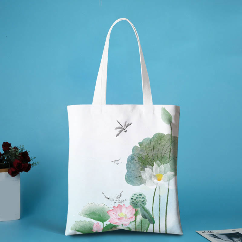 Canvas Metal Lotus Shoulder Bag for Yoga | Durable & Stylish