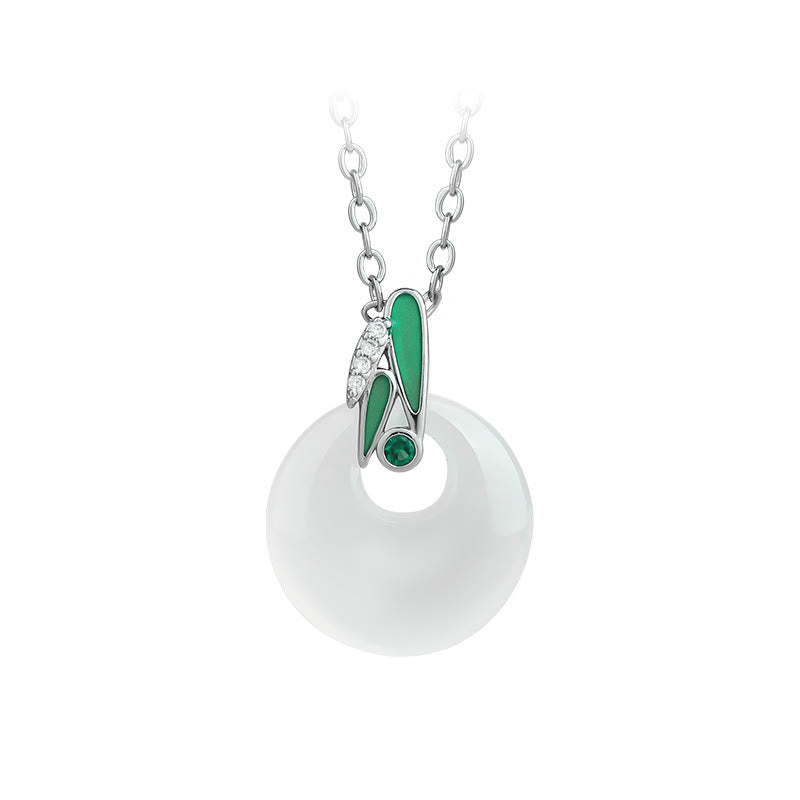 Chalcedony Bamboo Leaf Peace Buckle Spiritual Necklace