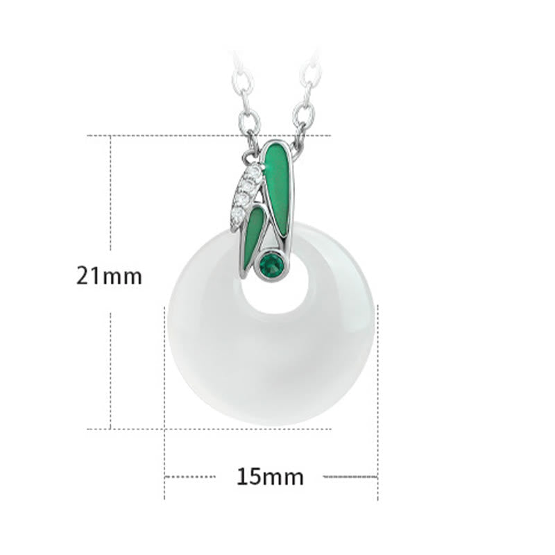 Chalcedony Bamboo Leaf Peace Buckle Spiritual Necklace