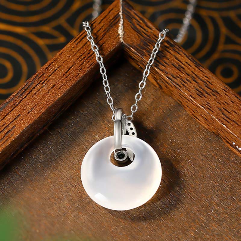 Chalcedony Bamboo Leaf Peace Buckle Spiritual Necklace