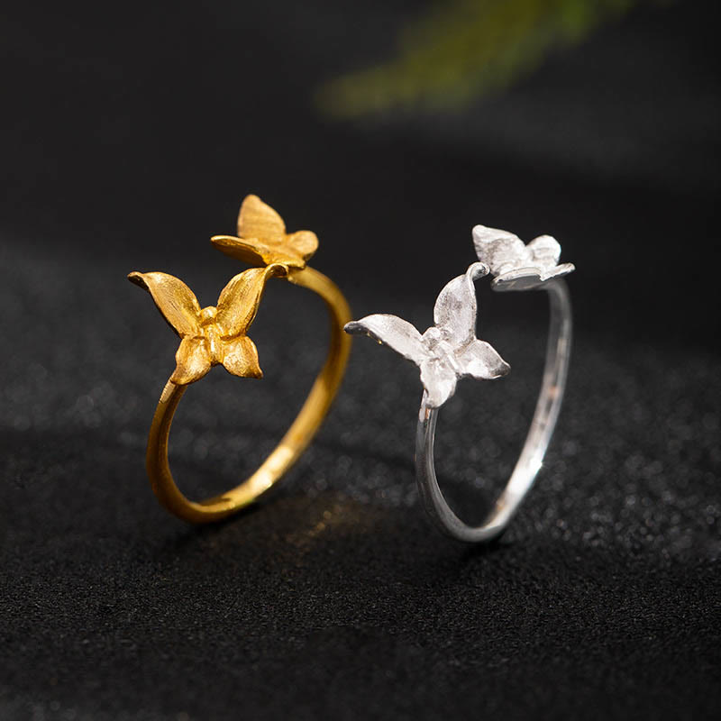 925 Sterling Silver Butterfly Love Ring for Spiritual Balance