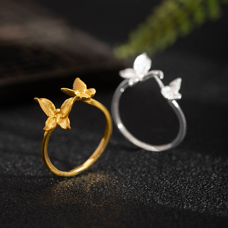 925 Sterling Silver Butterfly Love Ring for Spiritual Balance