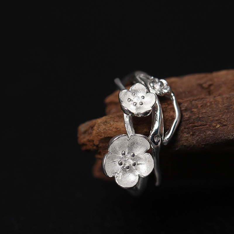 Sterling Silver Plum Blossom Balance Ring for Women
