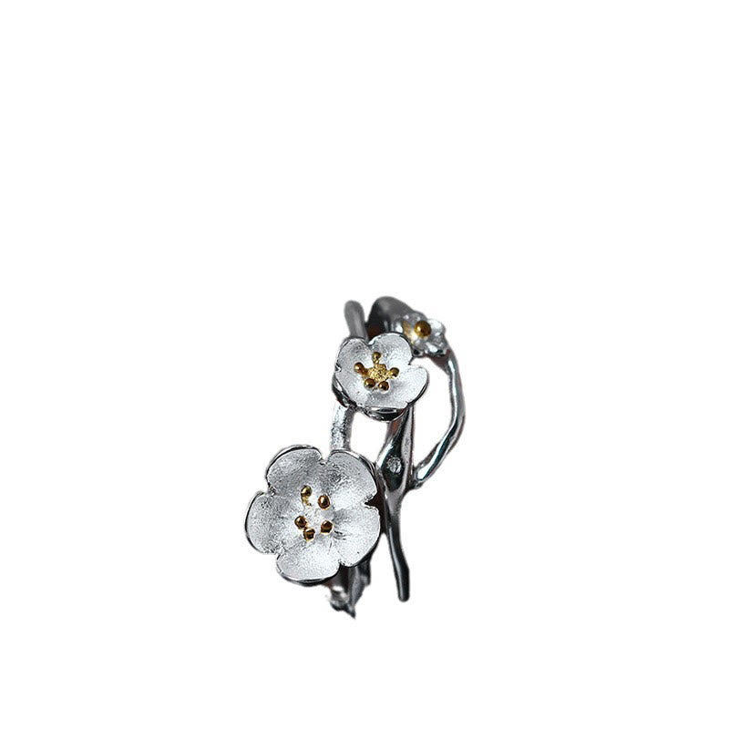 Sterling Silver Plum Blossom Balance Ring for Women