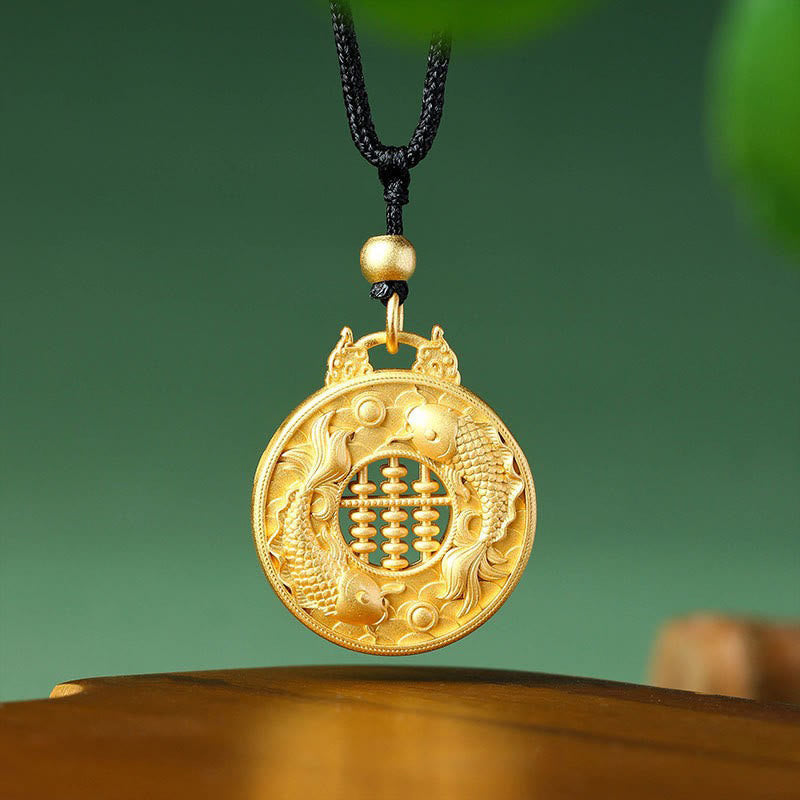 Gold Plated Copper Koi Fish Strength Necklace Pendant
