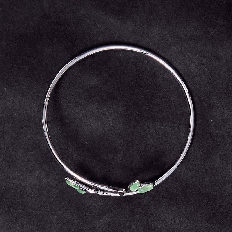 Copper Cat Eye Leaf Pattern Support Cuff Bracelet