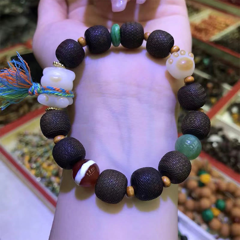 12mm Agarwood Peace Bracelet with Bodhi Seed Charm