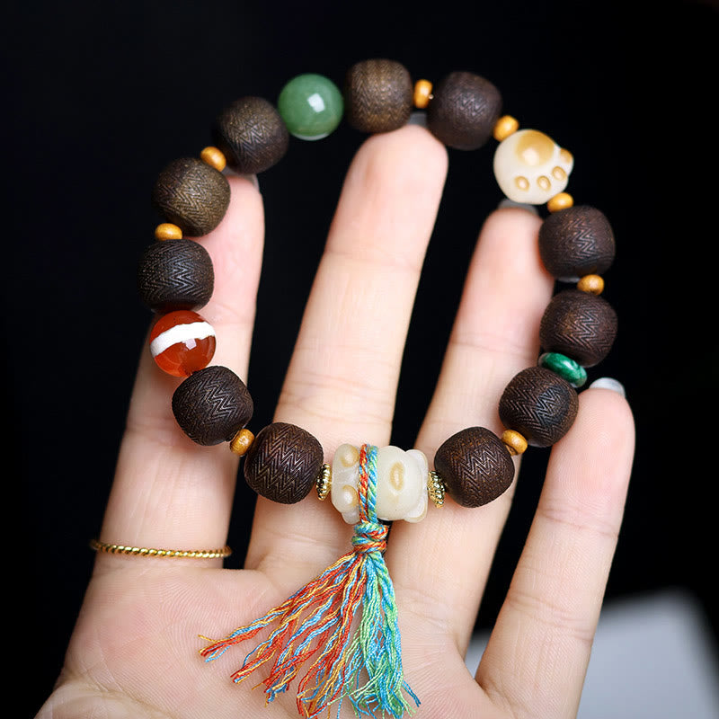 12mm Agarwood Peace Bracelet with Bodhi Seed Charm