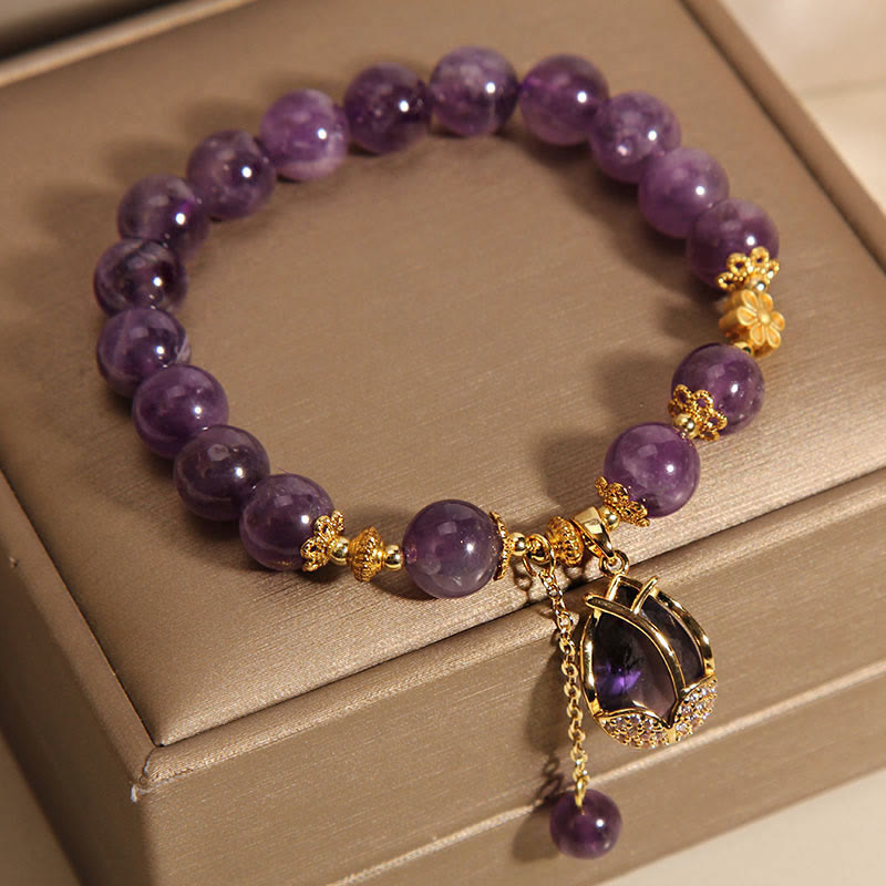 Amethyst 8mm Bead Healing Balance Crystal Bracelet for Peace