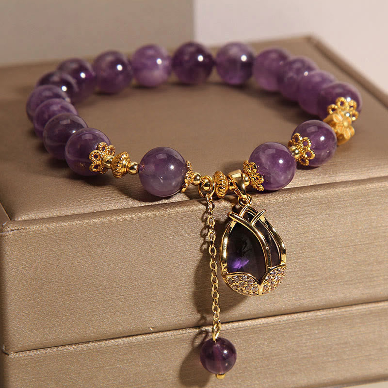 Amethyst 8mm Bead Healing Balance Crystal Bracelet for Peace
