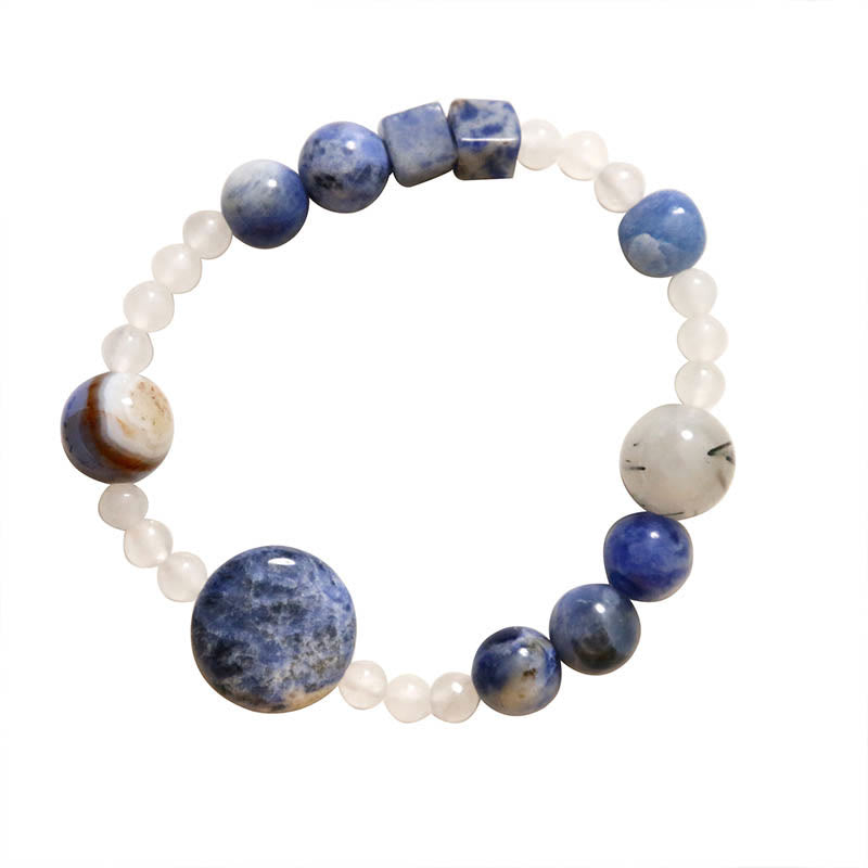Blue Aventurine and Jade Meditation Bracelet 17cm
