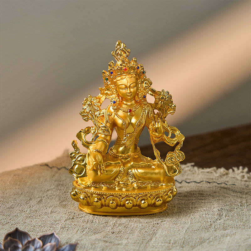 Gold Plated Bodhisattva White Tara Statue for Hope & Protection