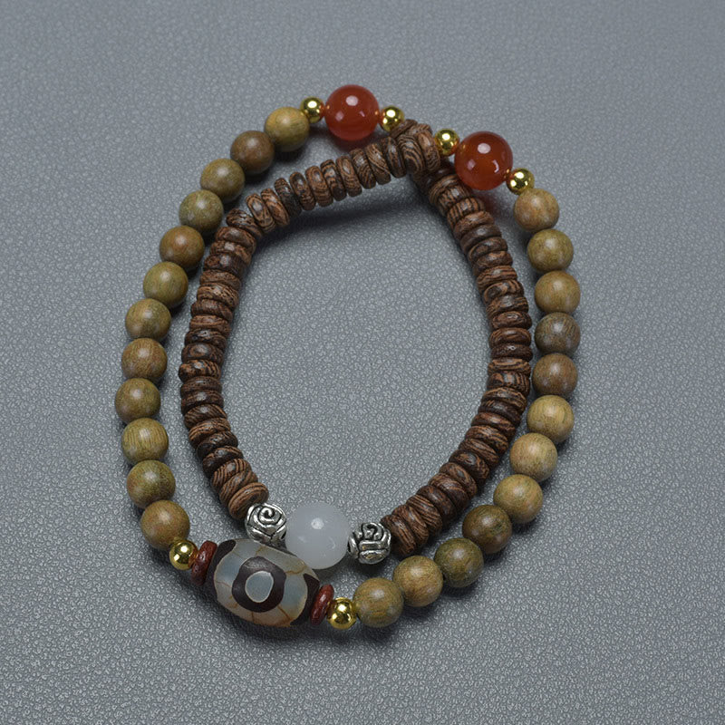 8mm Ebony Sandalwood Dzi Bead Balance and Calm Bracelet