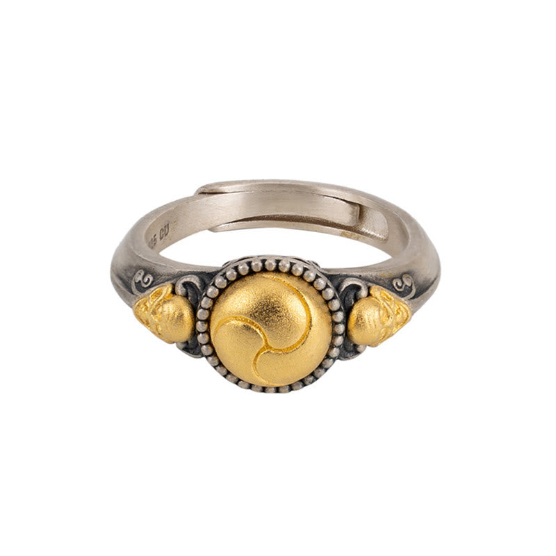 925 Sterling Silver Gold Plated Skeleton Balance Spiritual Ring