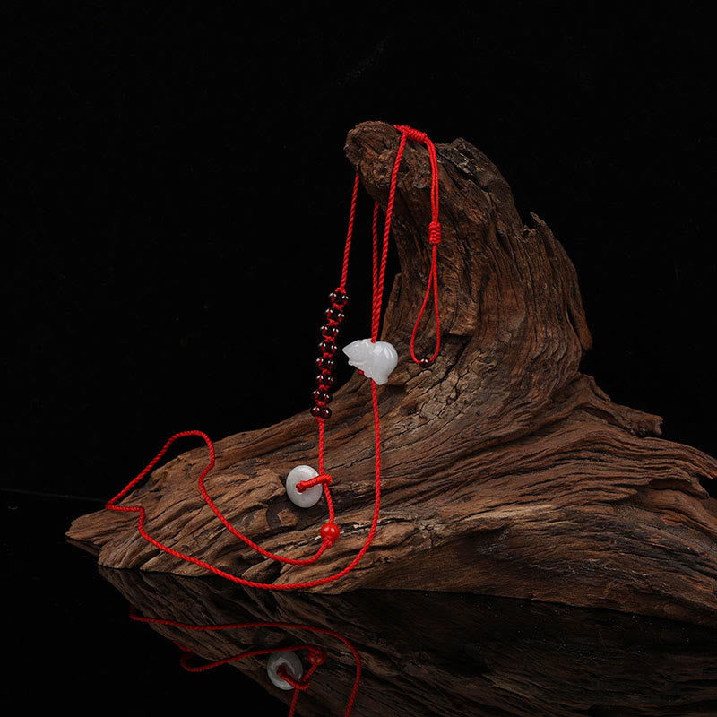 Chinese Zodiac Garnet Peace Buckle Red String Belly Chain