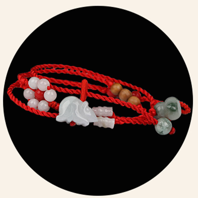 Chinese Zodiac Peach Wood Red String Belly Chain Blessing