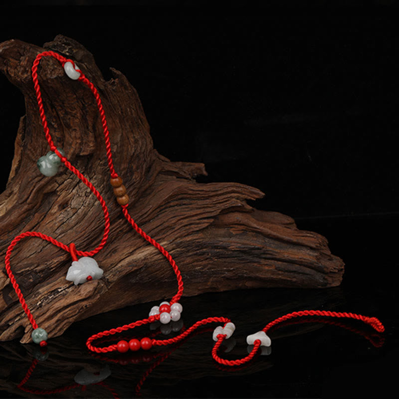 Chinese Zodiac Peach Wood Red String Belly Chain Blessing