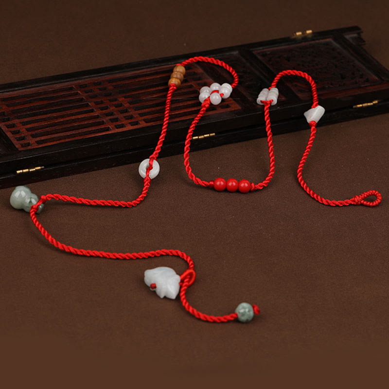 Chinese Zodiac Peach Wood Red String Belly Chain Blessing