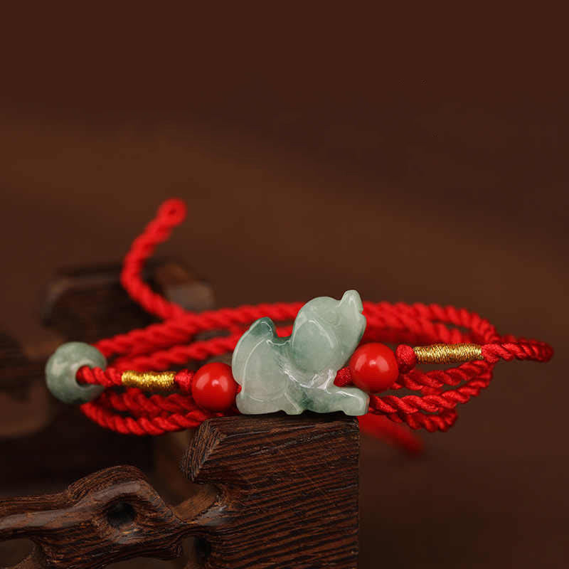 Jade Peace Buckle Red String Belly Chain for Spiritual Protection