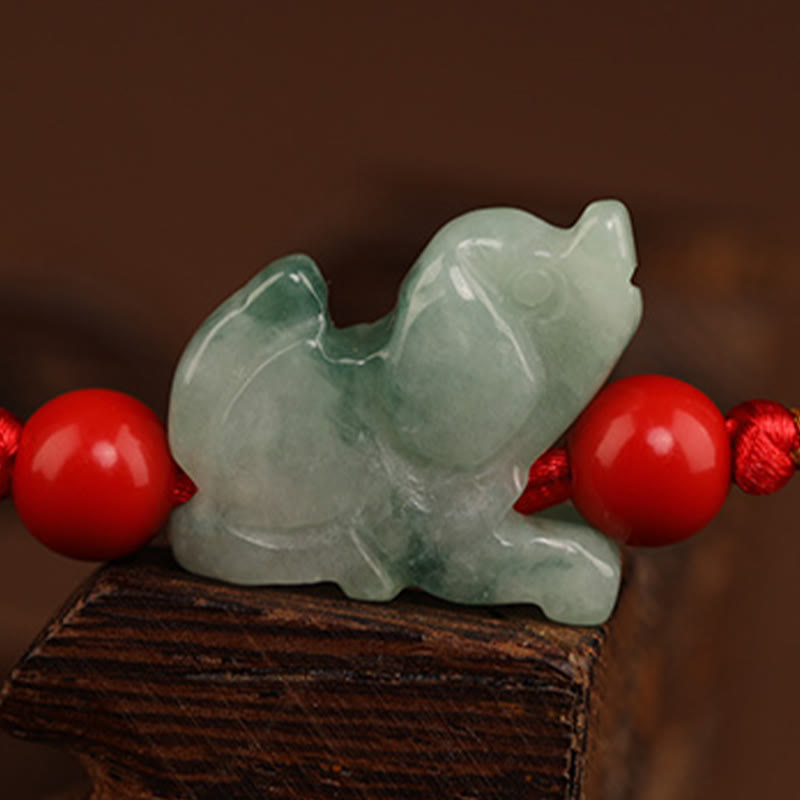 Jade Peace Buckle Red String Belly Chain for Spiritual Protection