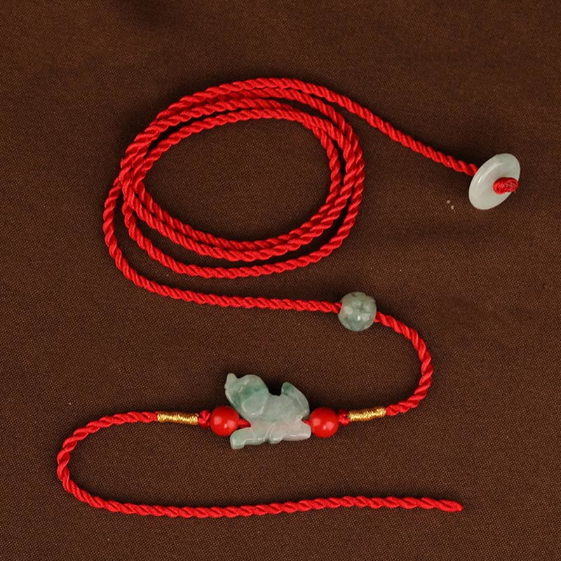 Jade Peace Buckle Red String Belly Chain for Spiritual Protection