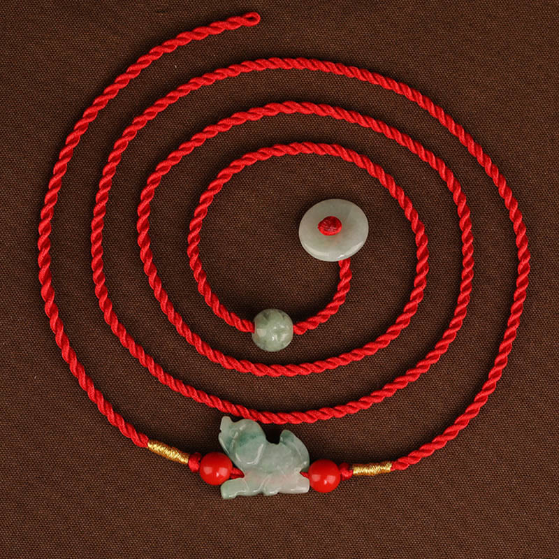 Jade Peace Buckle Red String Belly Chain for Spiritual Protection