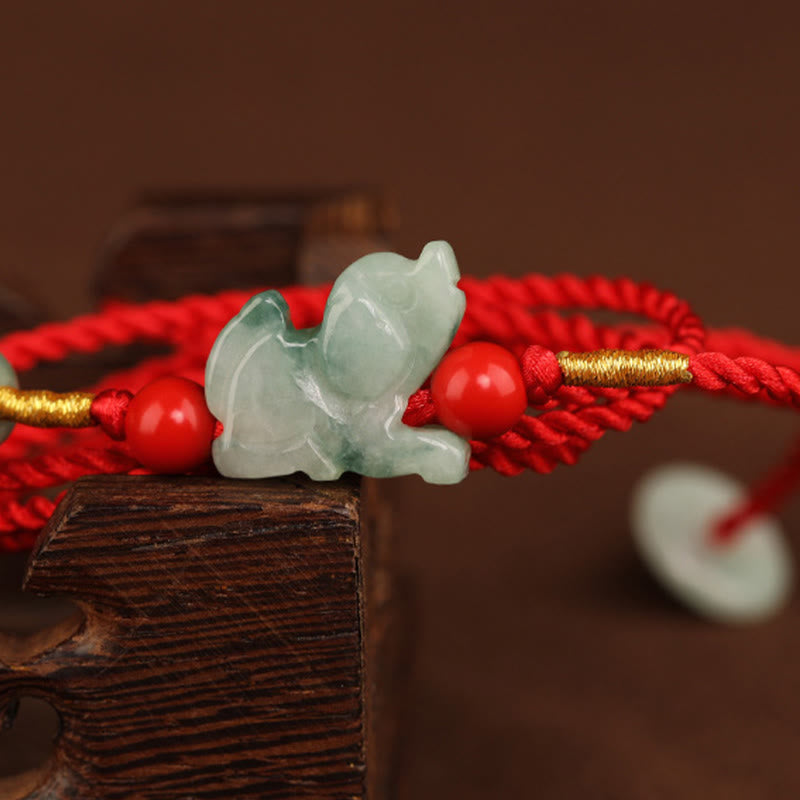 Jade Peace Buckle Red String Belly Chain for Spiritual Protection