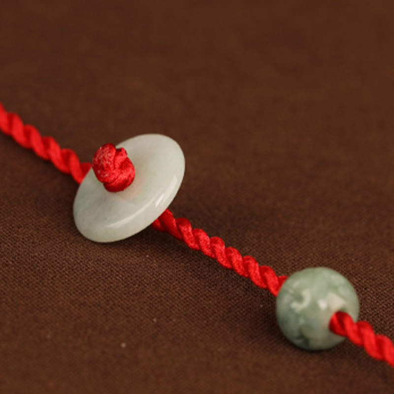 Jade Peace Buckle Red String Belly Chain for Spiritual Protection