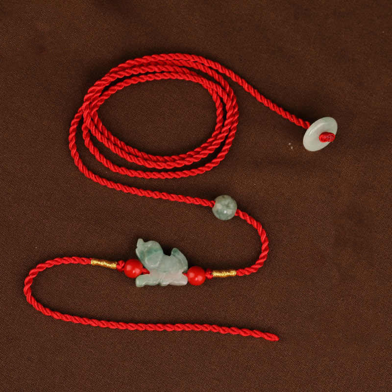 Jade Peace Buckle Red String Belly Chain for Spiritual Protection