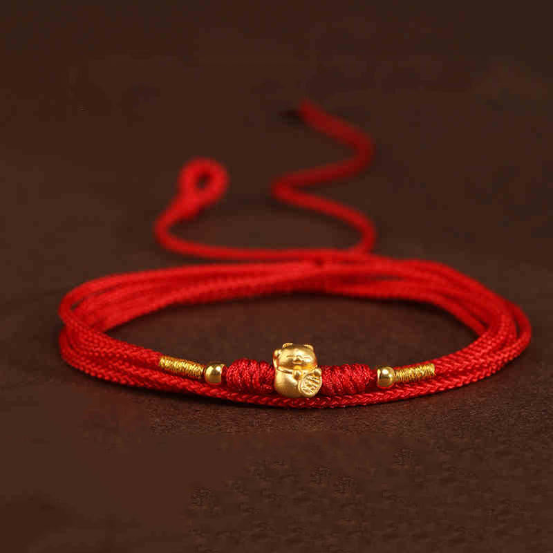 999 Solid Gold Red String Belly Chain | Spiritual Jewelry for Protection