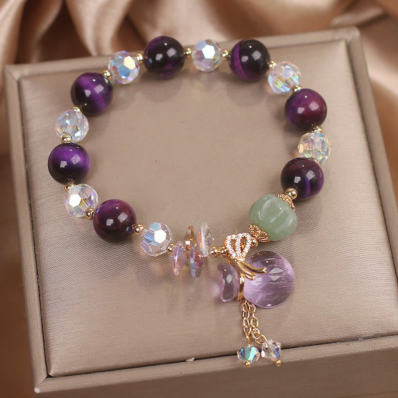 Purple Tiger Eye Bravery Bracelet 14-16cm Unisex Healing Jewelry