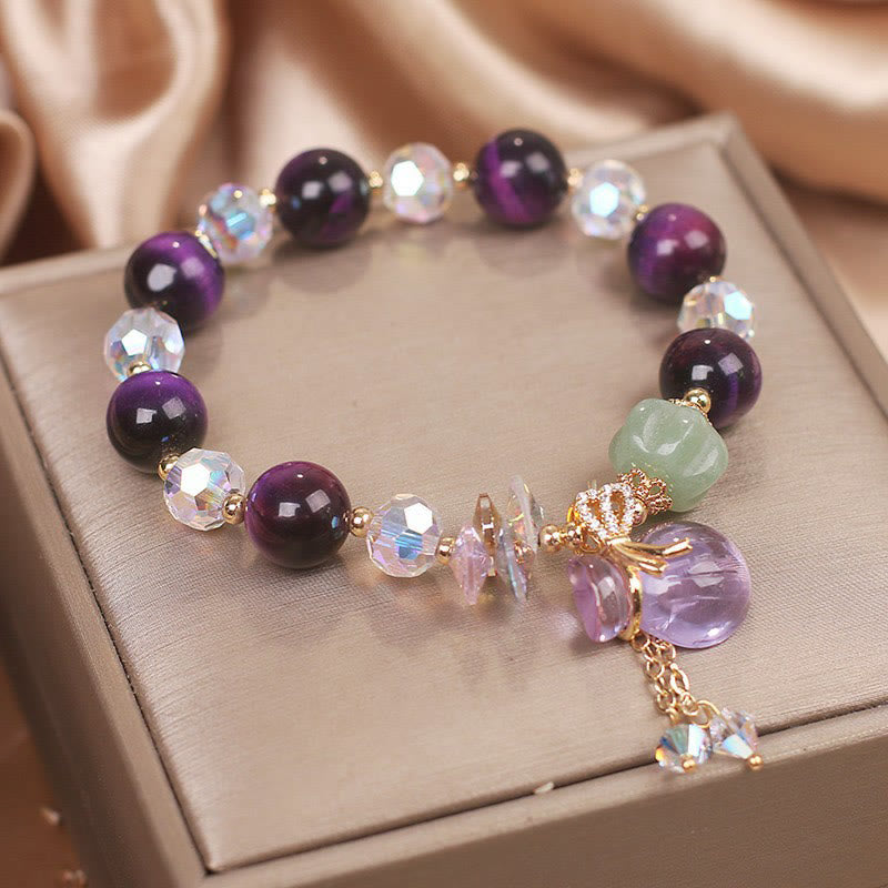 Purple Tiger Eye Bravery Bracelet 14-16cm Unisex Healing Jewelry