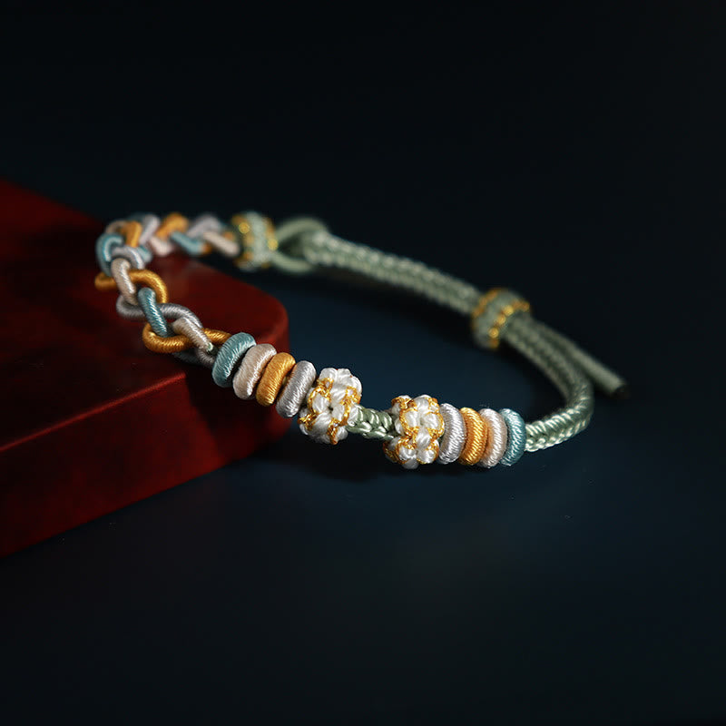 Four Strand Peach Blossom Connection Red String Bracelet