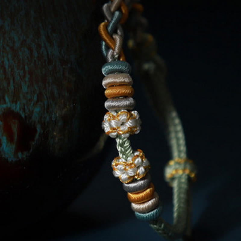 Four Strand Peach Blossom Connection Red String Bracelet