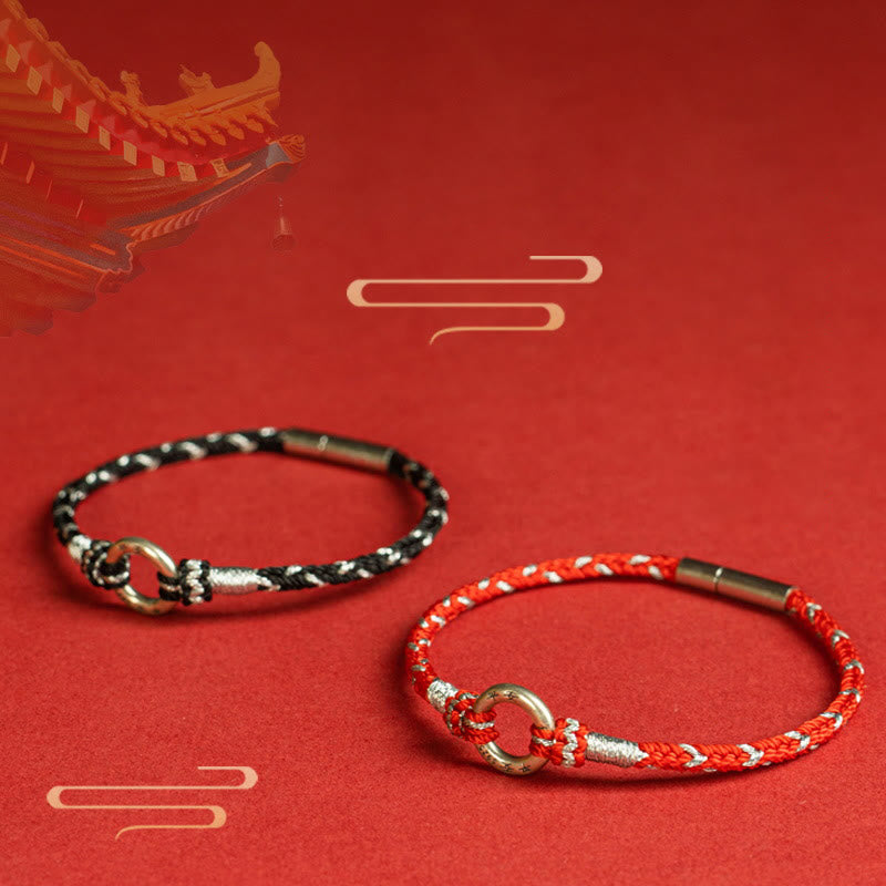 Unisex Red String Safety Bracelet | Sterling Silver Luck Charm