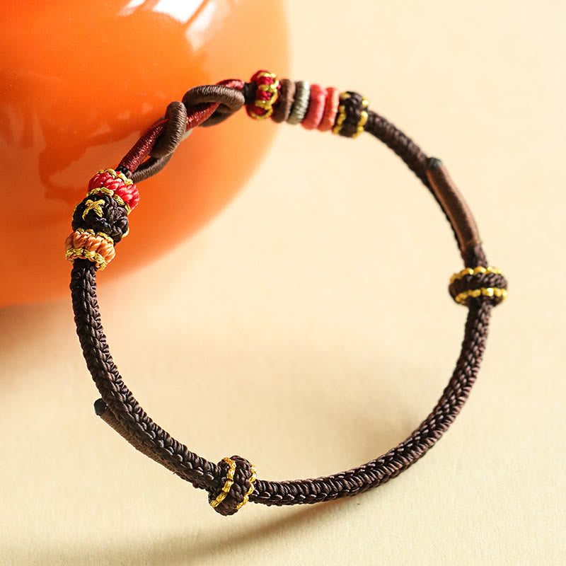Handmade Red String Protection Bracelet with Ingot Pattern