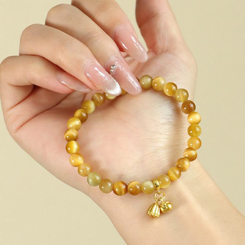 6mm Tiger Eye Protection Bracelet with Lotus Symbolic Beads