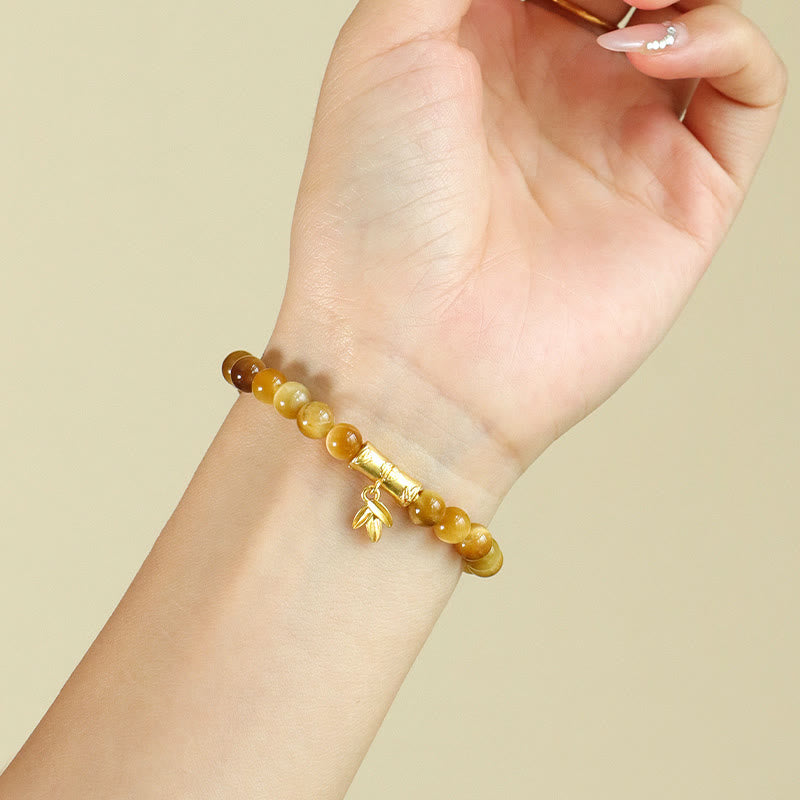 6mm Tiger Eye Protection Bracelet with Lotus Symbolic Beads