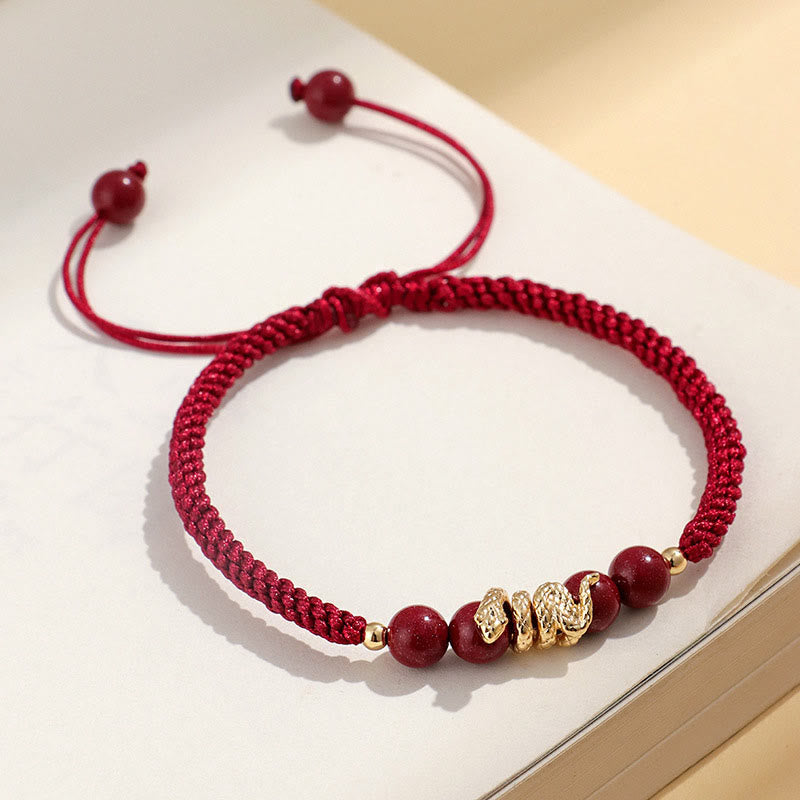 Year of Snake Cinnabar Protection Bracelet with Red String