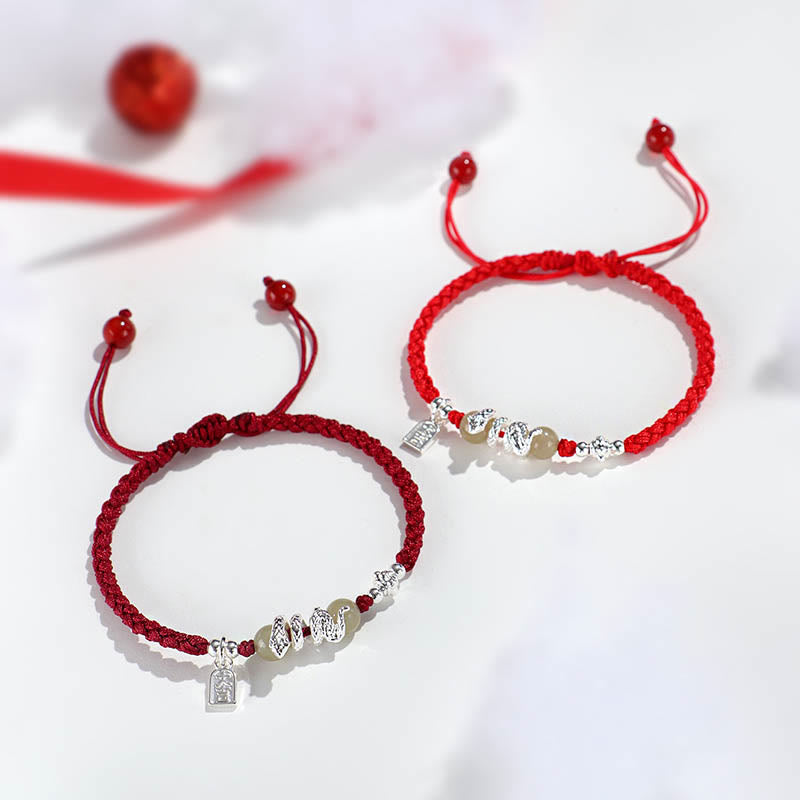 Hetian Jade Protection Bracelet | Year of the Snake Red String
