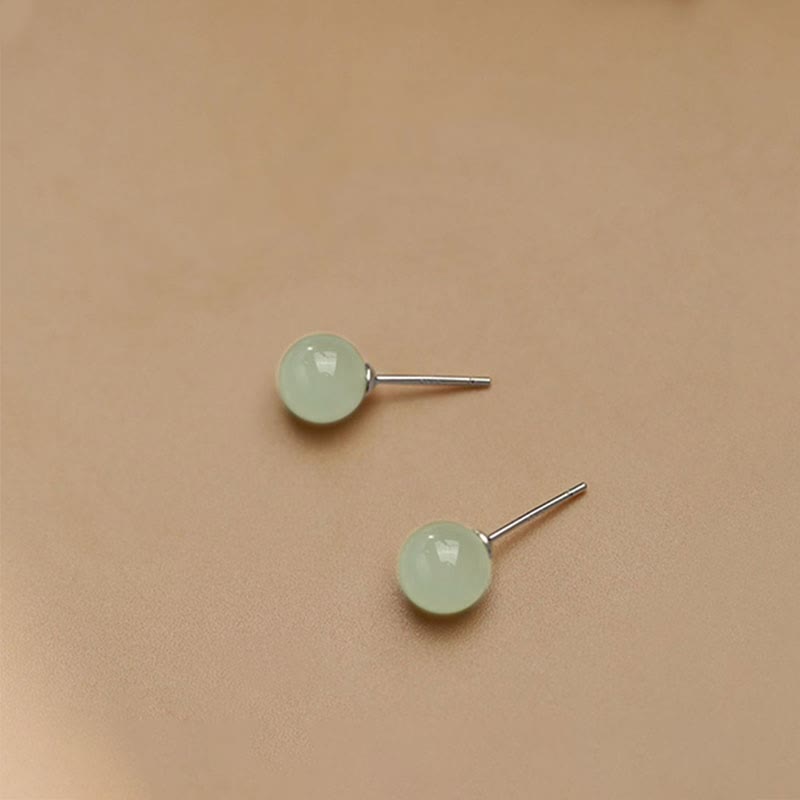 8mm Jade Stud Earrings for Prosperity & Abundance
