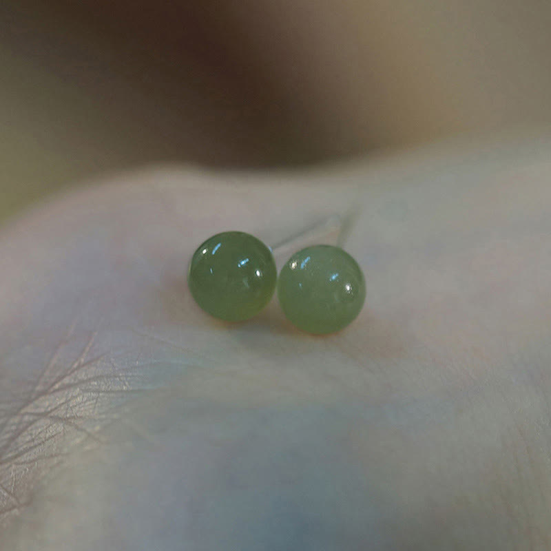 8mm Jade Stud Earrings for Prosperity & Abundance