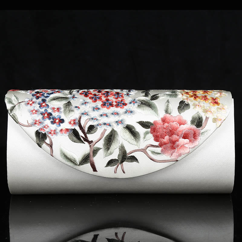 Hydrangea Embroidery Crossbody Wedding Bag 24cm Elegant Style