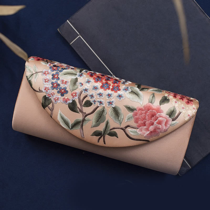 Hydrangea Embroidery Crossbody Wedding Bag 24cm Elegant Style