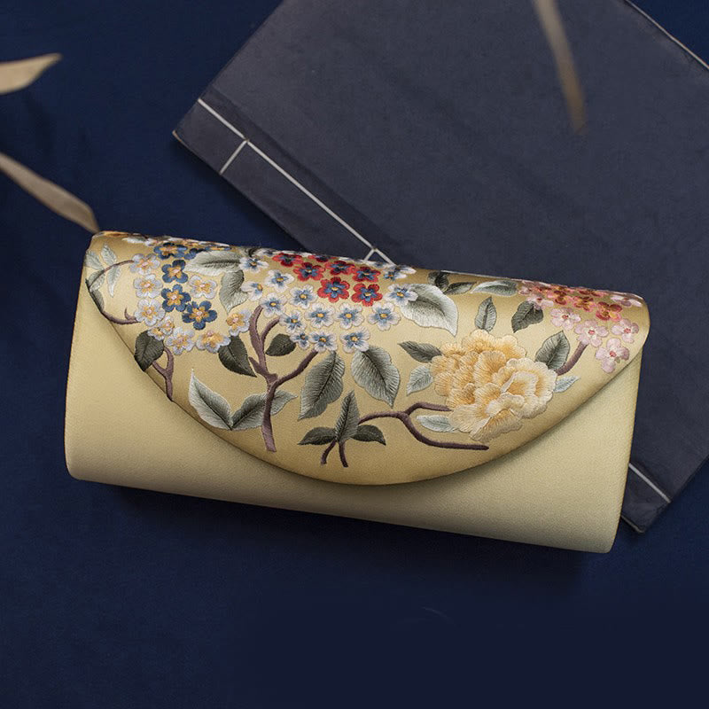 Hydrangea Embroidery Crossbody Wedding Bag 24cm Elegant Style