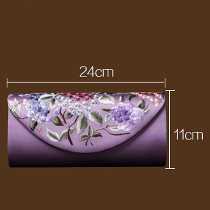 Hydrangea Embroidery Crossbody Wedding Bag 24cm Elegant Style