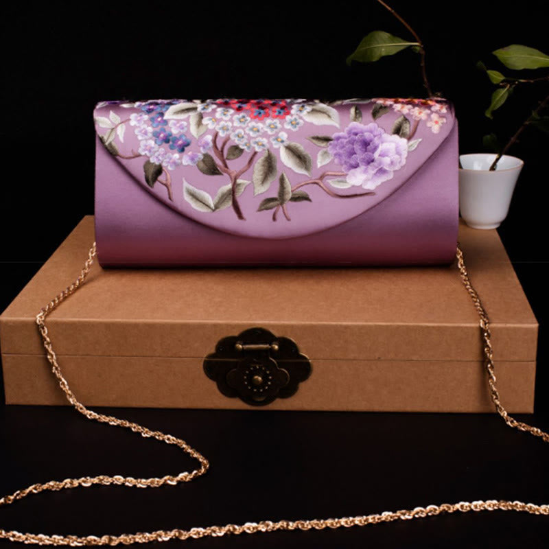 Hydrangea Embroidery Crossbody Wedding Bag 24cm Elegant Style
